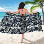 Graffiti Monster Characters Print Beach Sarong Wrap