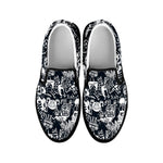 Graffiti Monster Characters Print Black Slip On Shoes