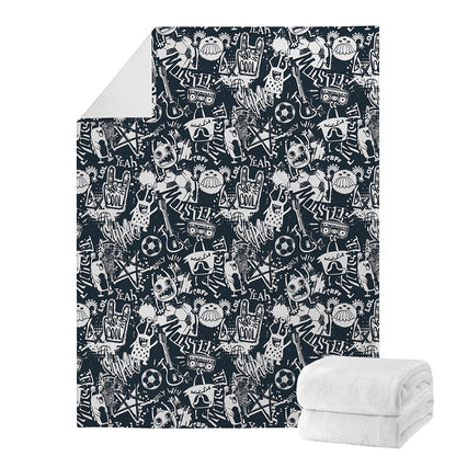 Graffiti Monster Characters Print Blanket