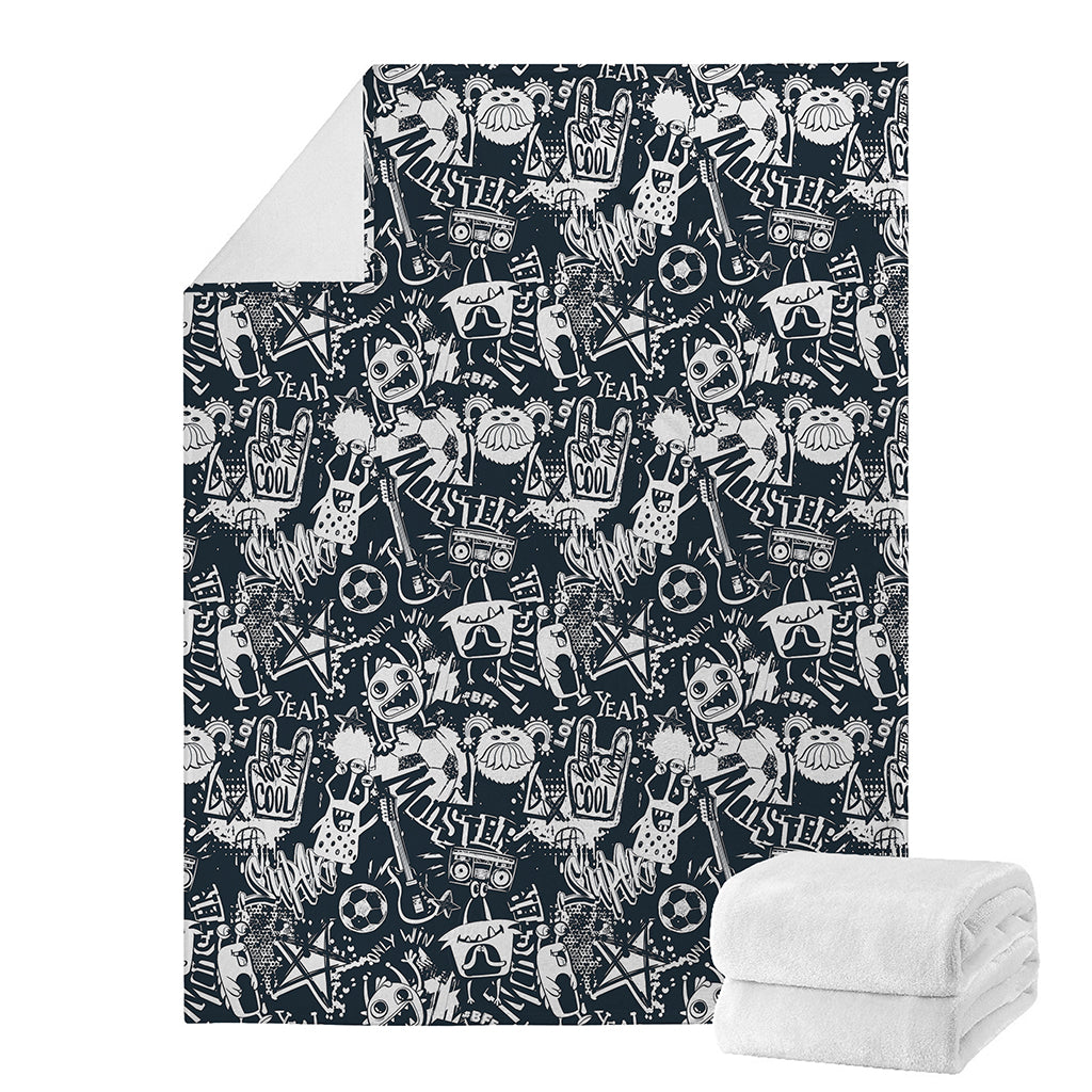 Graffiti Monster Characters Print Blanket
