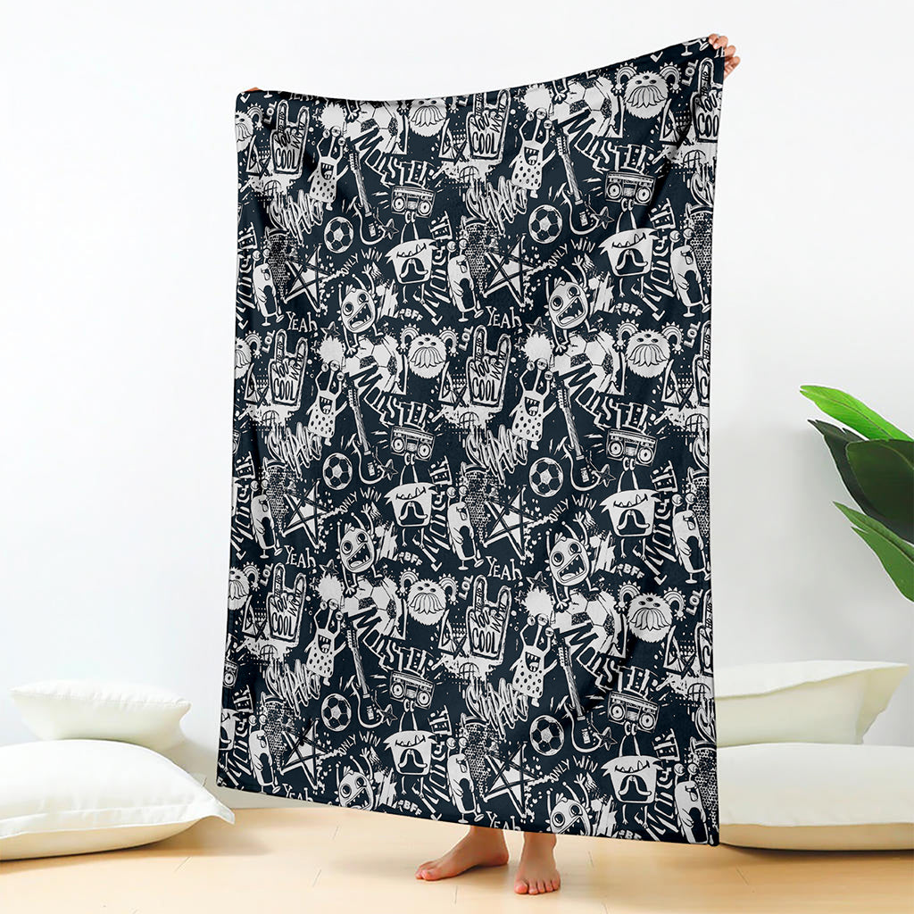 Graffiti Monster Characters Print Blanket