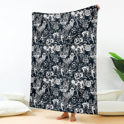 Graffiti Monster Characters Print Blanket