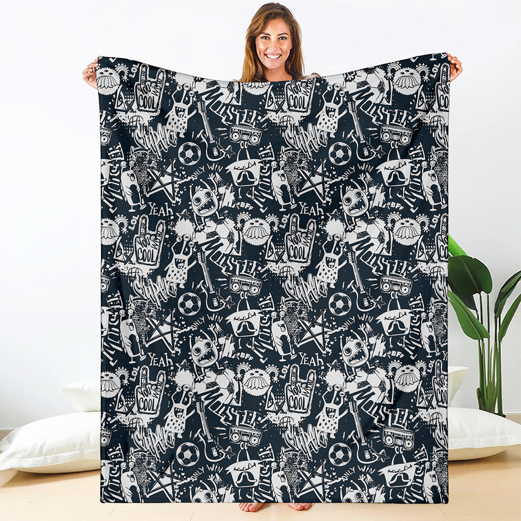 Graffiti Monster Characters Print Blanket