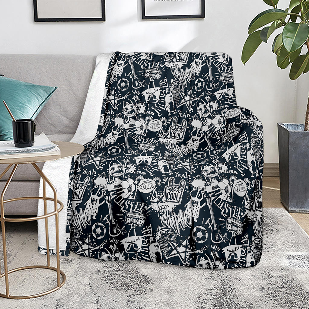 Graffiti Monster Characters Print Blanket
