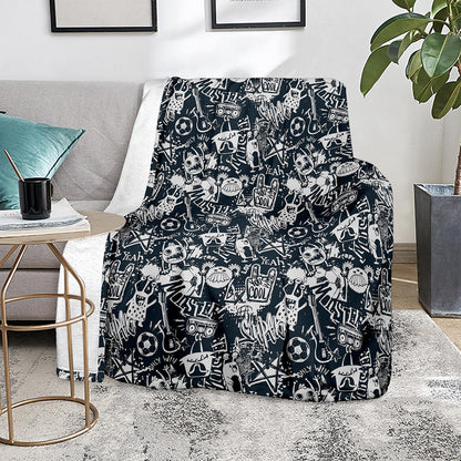 Graffiti Monster Characters Print Blanket