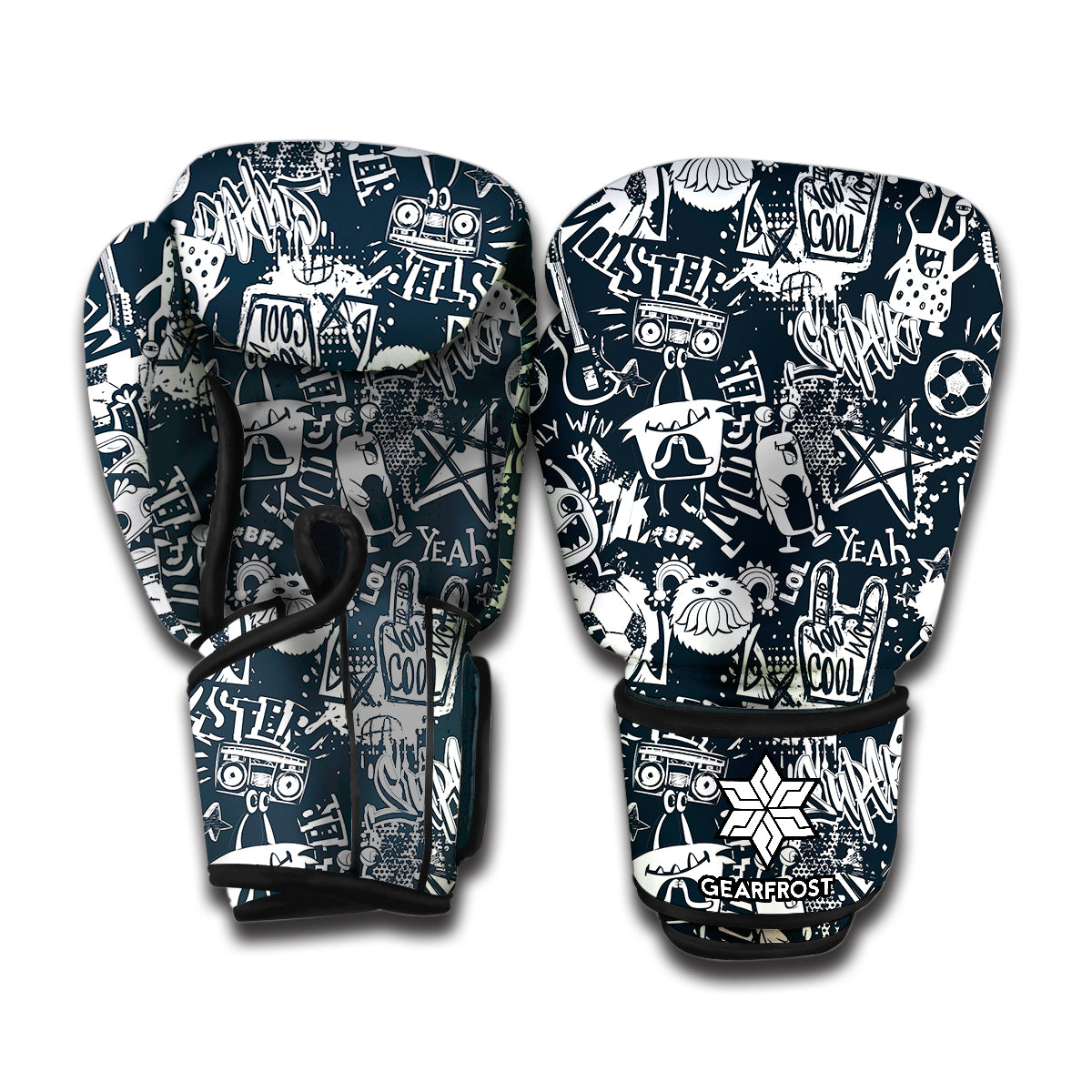 Graffiti Monster Characters Print Boxing Gloves