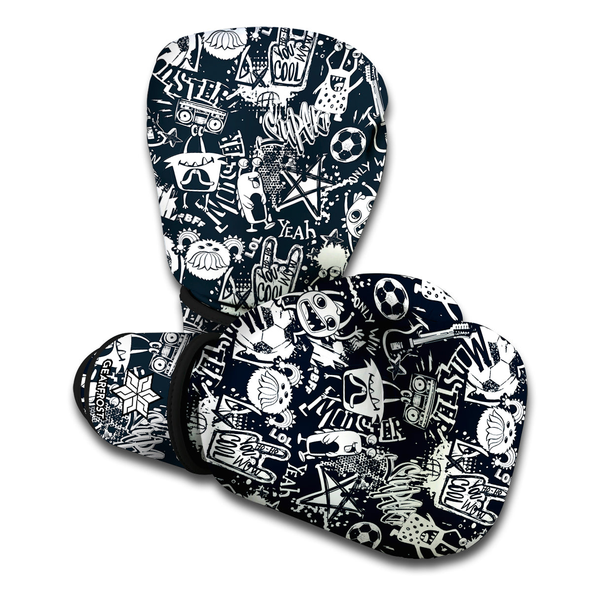 Graffiti Monster Characters Print Boxing Gloves