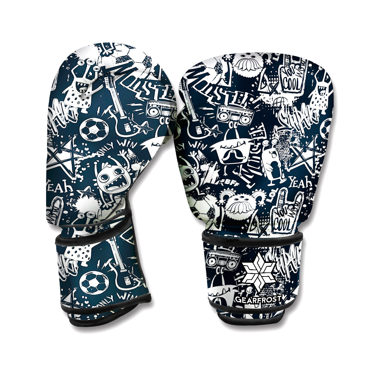 Graffiti Monster Characters Print Boxing Gloves