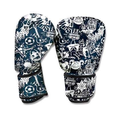 Graffiti Monster Characters Print Boxing Gloves