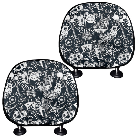 Graffiti Monster Characters Print Car Headrest Covers