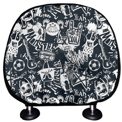 Graffiti Monster Characters Print Car Headrest Covers