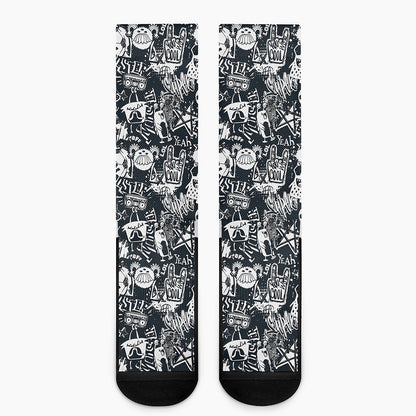 Graffiti Monster Characters Print Crew Socks