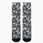 Graffiti Monster Characters Print Crew Socks