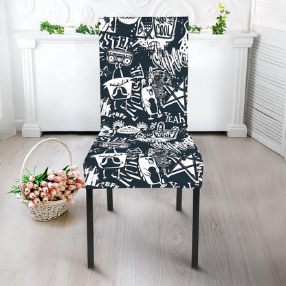 Graffiti Monster Characters Print Dining Chair Slipcover