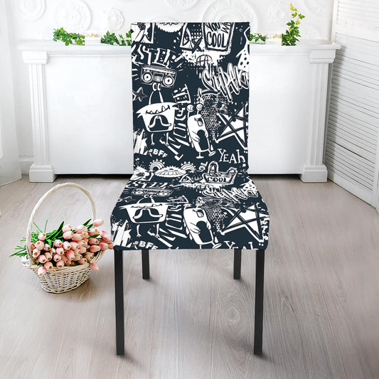 Graffiti Monster Characters Print Dining Chair Slipcover