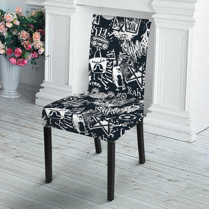 Graffiti Monster Characters Print Dining Chair Slipcover
