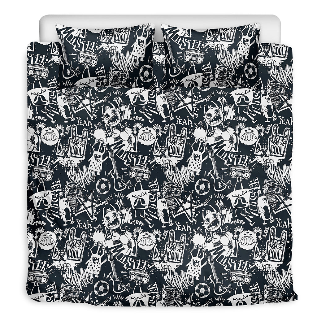 Graffiti Monster Characters Print Duvet Cover Bedding Set