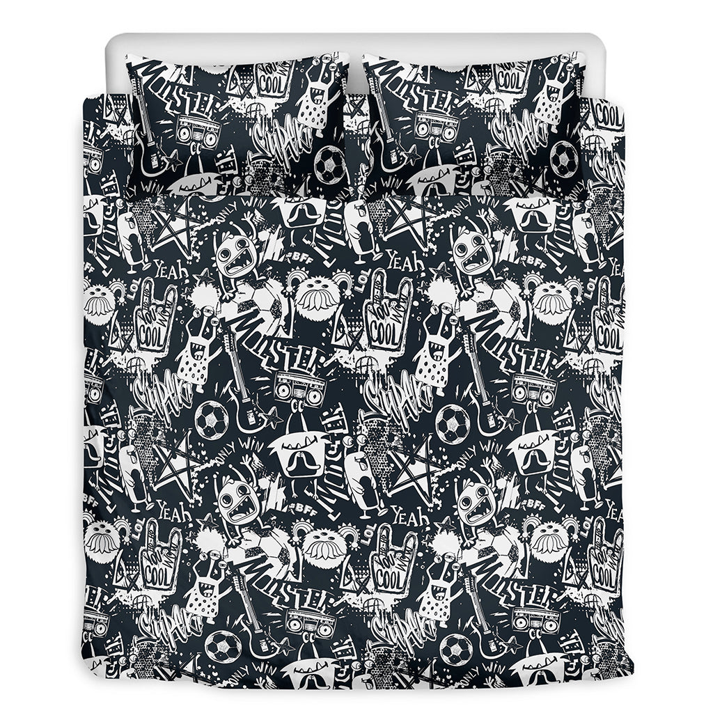 Graffiti Monster Characters Print Duvet Cover Bedding Set