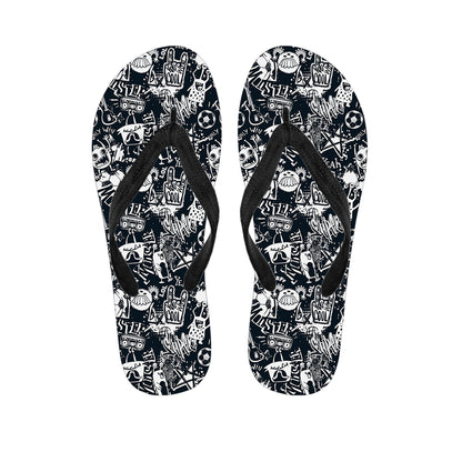 Graffiti Monster Characters Print Flip Flops