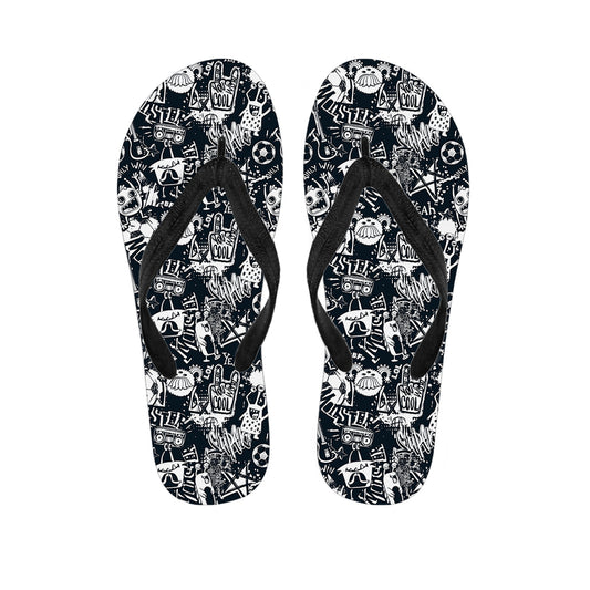 Graffiti Monster Characters Print Flip Flops