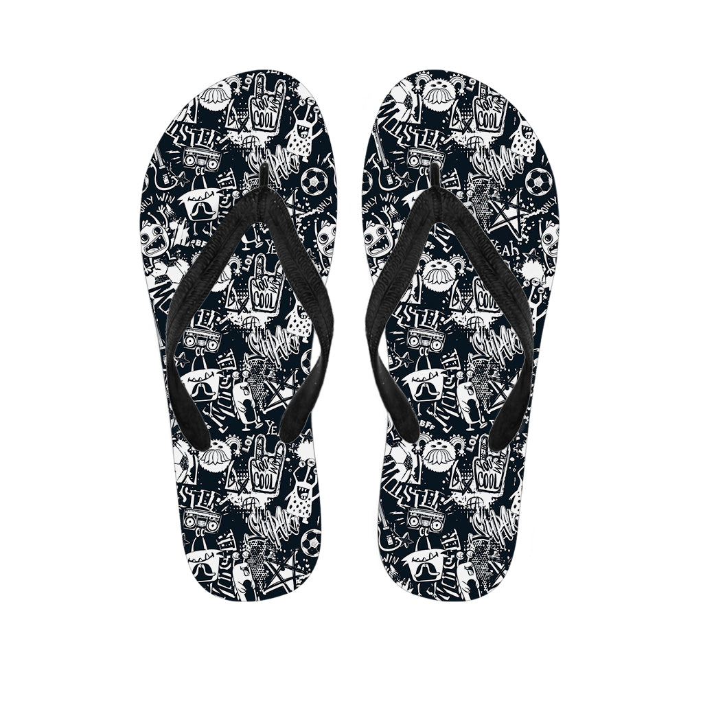Graffiti Monster Characters Print Flip Flops