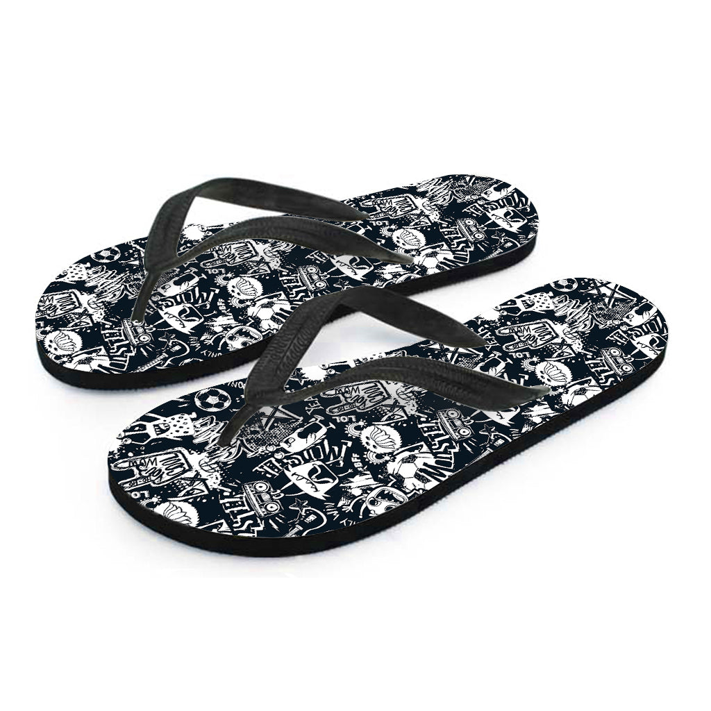 Graffiti Monster Characters Print Flip Flops