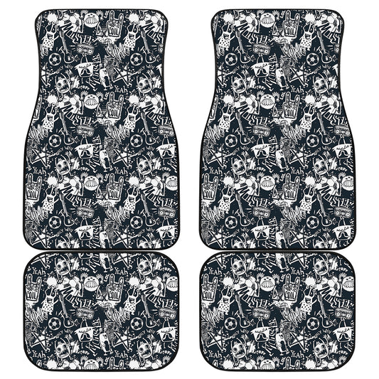 Graffiti Monster Characters Print Front and Back Car Floor Mats