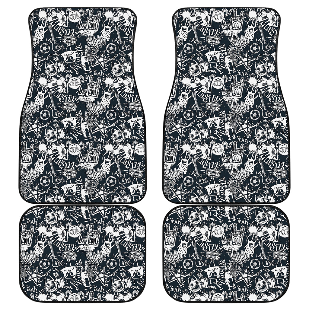 Graffiti Monster Characters Print Front and Back Car Floor Mats