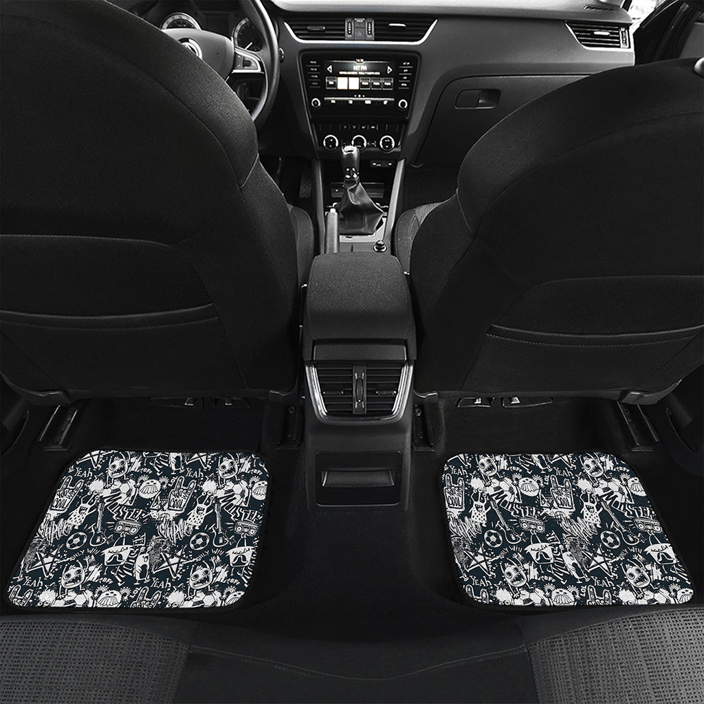 Graffiti Monster Characters Print Front and Back Car Floor Mats