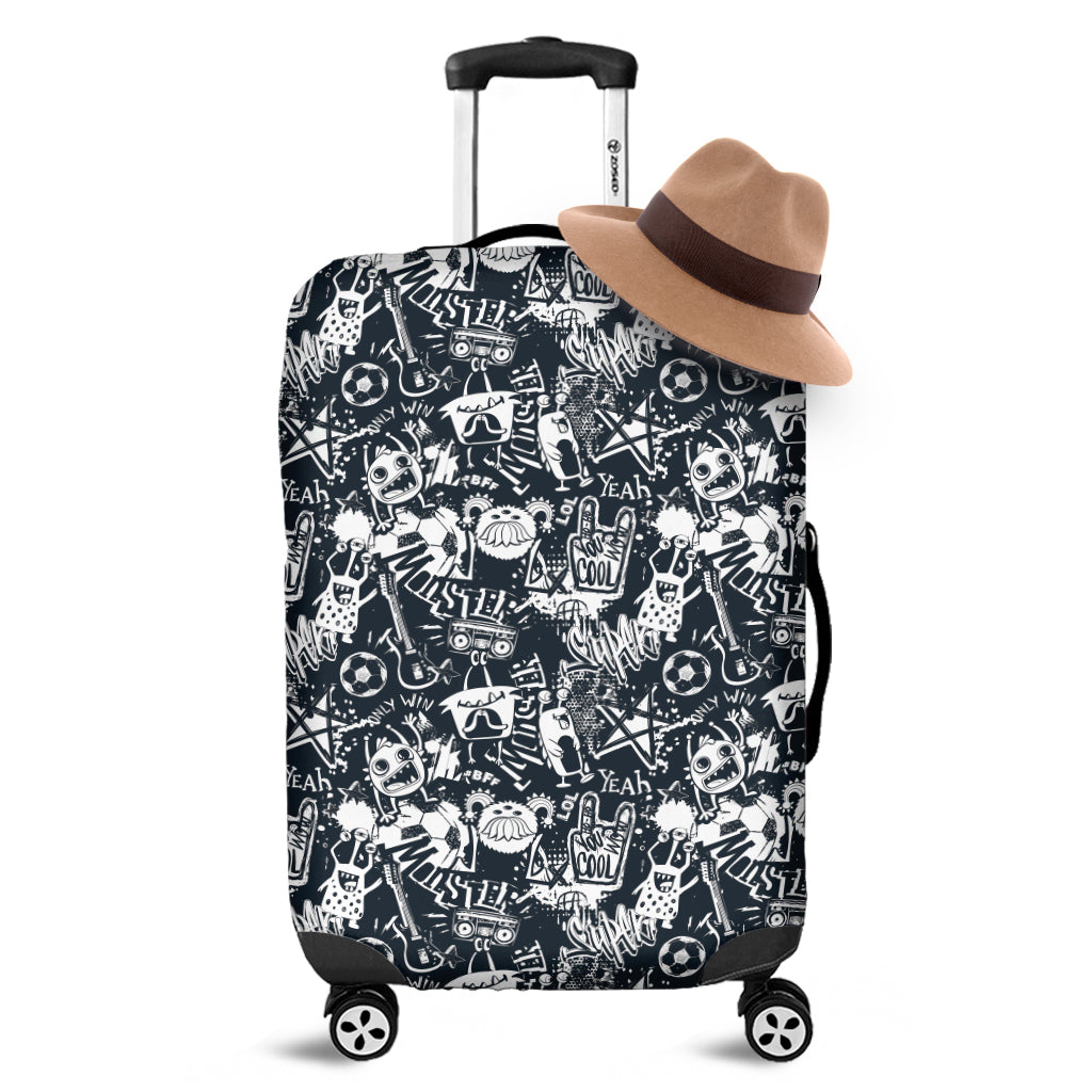 Graffiti Monster Characters Print Luggage Cover