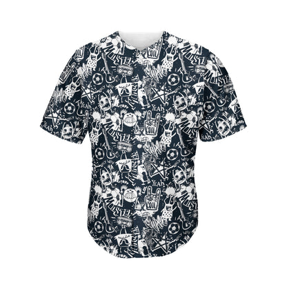 Graffiti Monster Characters Print Men's Baseball Jersey