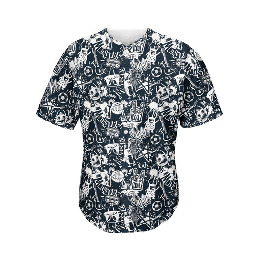 Graffiti Monster Characters Print Men's Baseball Jersey