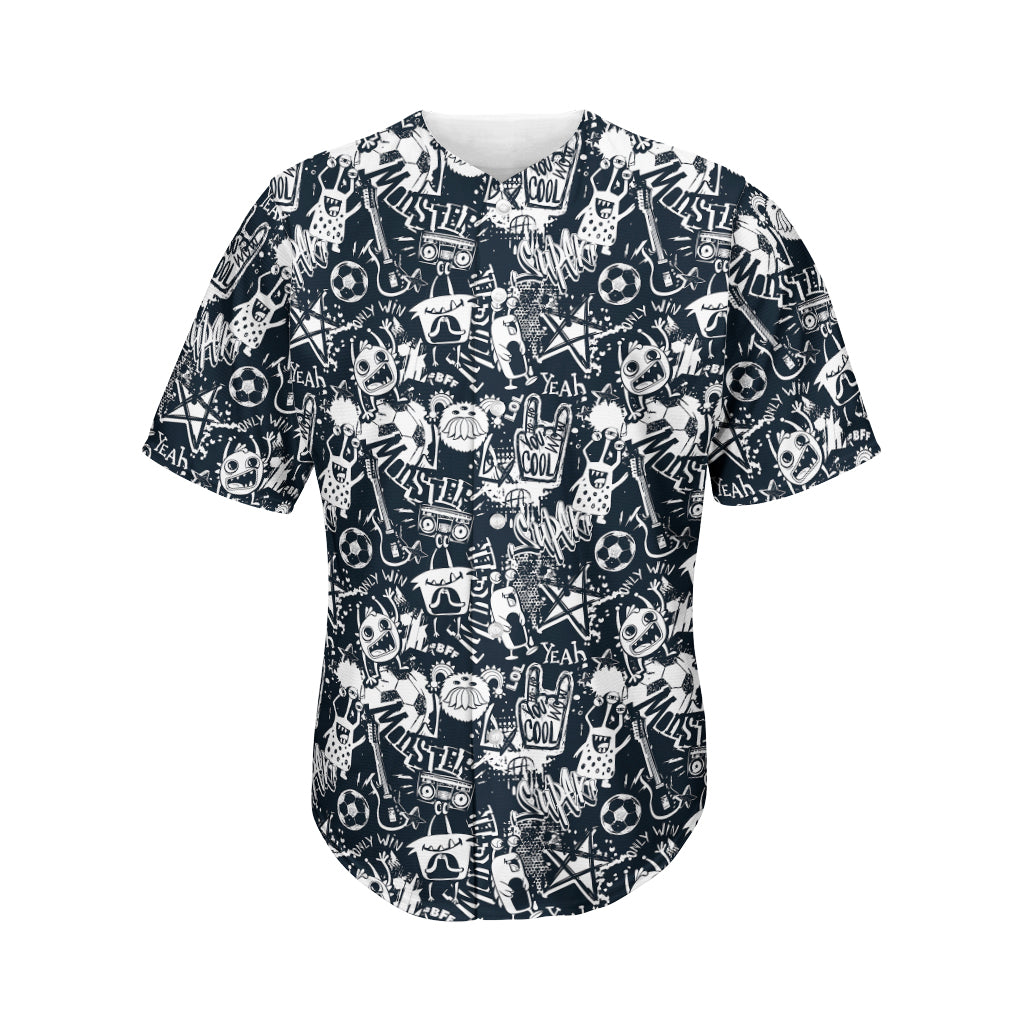 Graffiti Monster Characters Print Men's Baseball Jersey