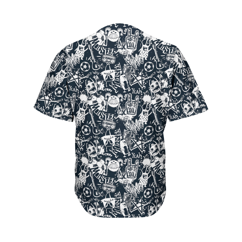Graffiti Monster Characters Print Men's Baseball Jersey