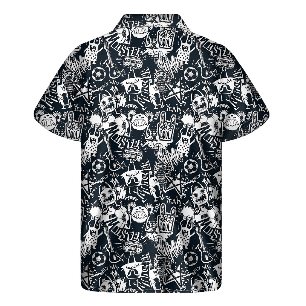 Graffiti Monster Characters Print Men's Short Sleeve Shirt