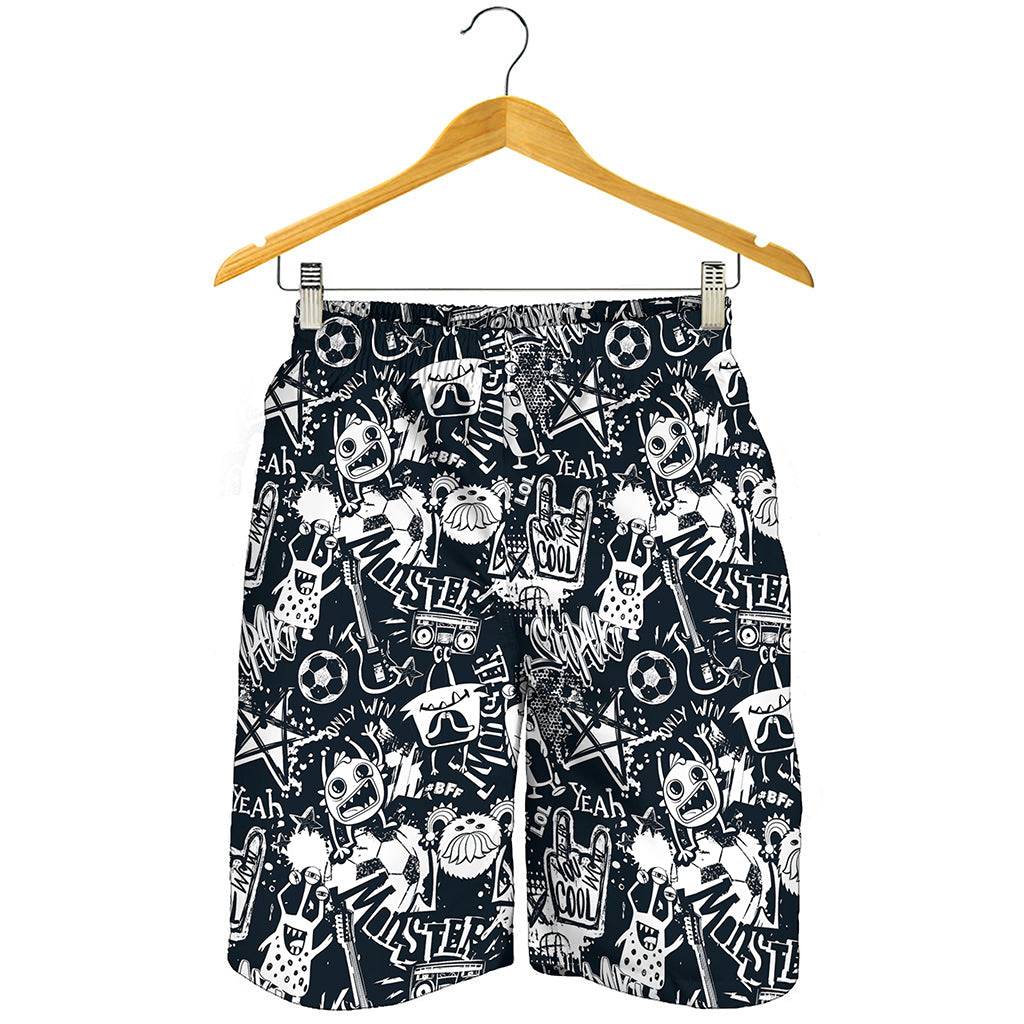 Graffiti Monster Characters Print Men's Shorts