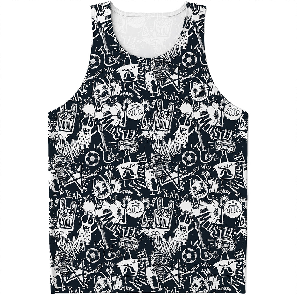 Graffiti Monster Characters Print Men's Tank Top