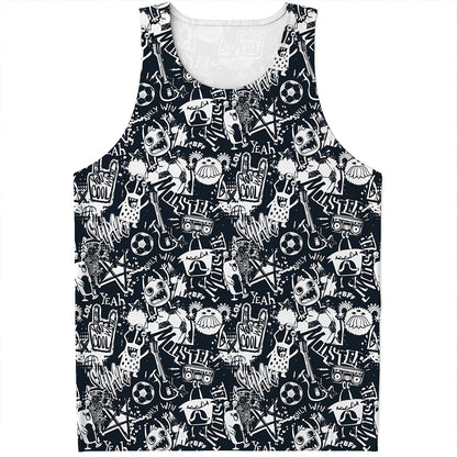 Graffiti Monster Characters Print Men's Tank Top