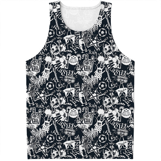 Graffiti Monster Characters Print Men's Tank Top