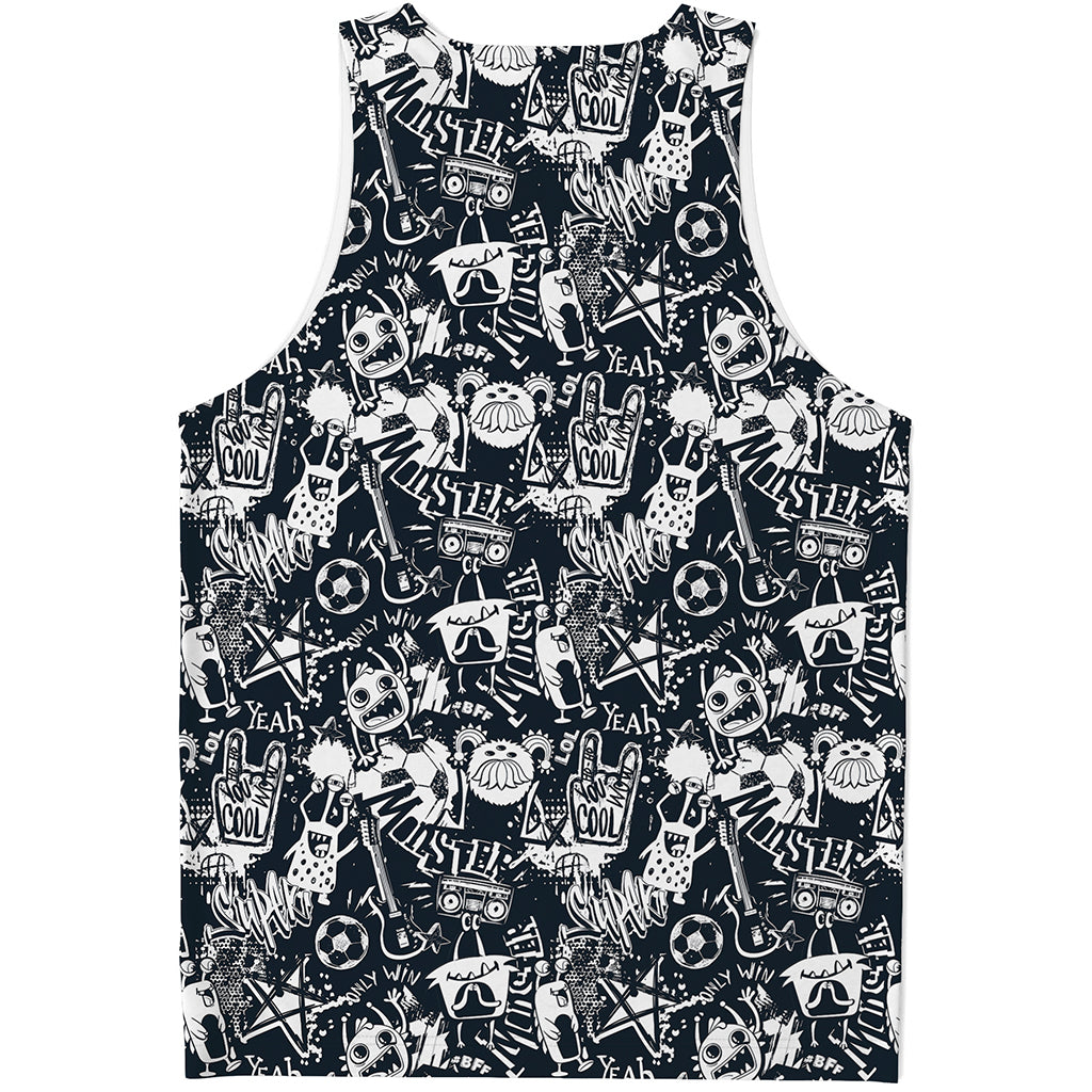 Graffiti Monster Characters Print Men's Tank Top
