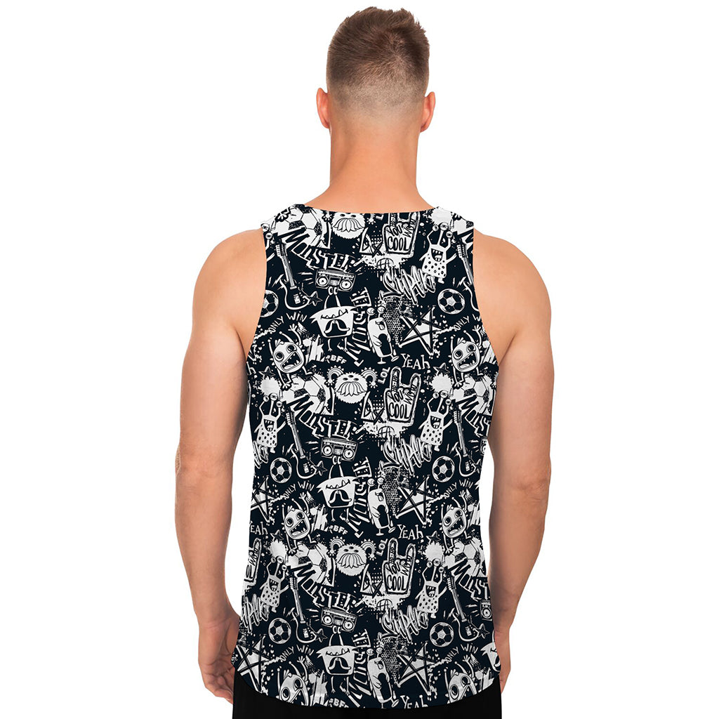 Graffiti Monster Characters Print Men's Tank Top