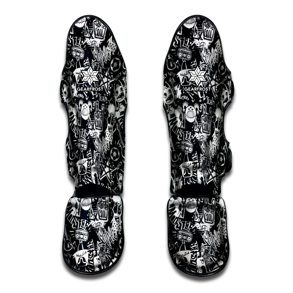 Graffiti Monster Characters Print Muay Thai Shin Guard