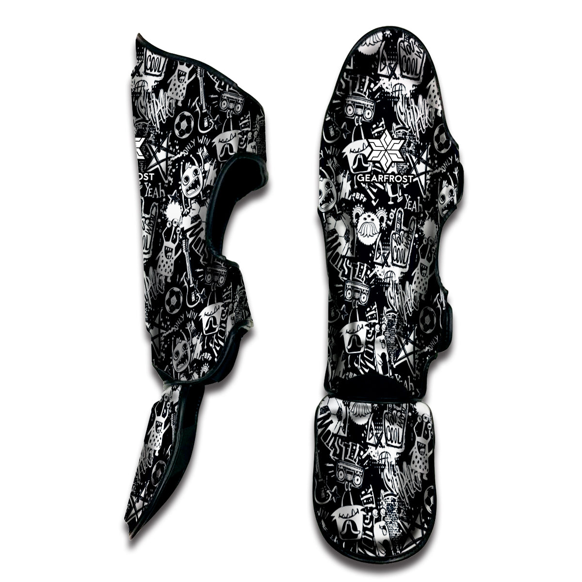 Graffiti Monster Characters Print Muay Thai Shin Guard