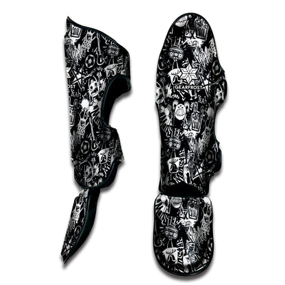 Graffiti Monster Characters Print Muay Thai Shin Guard