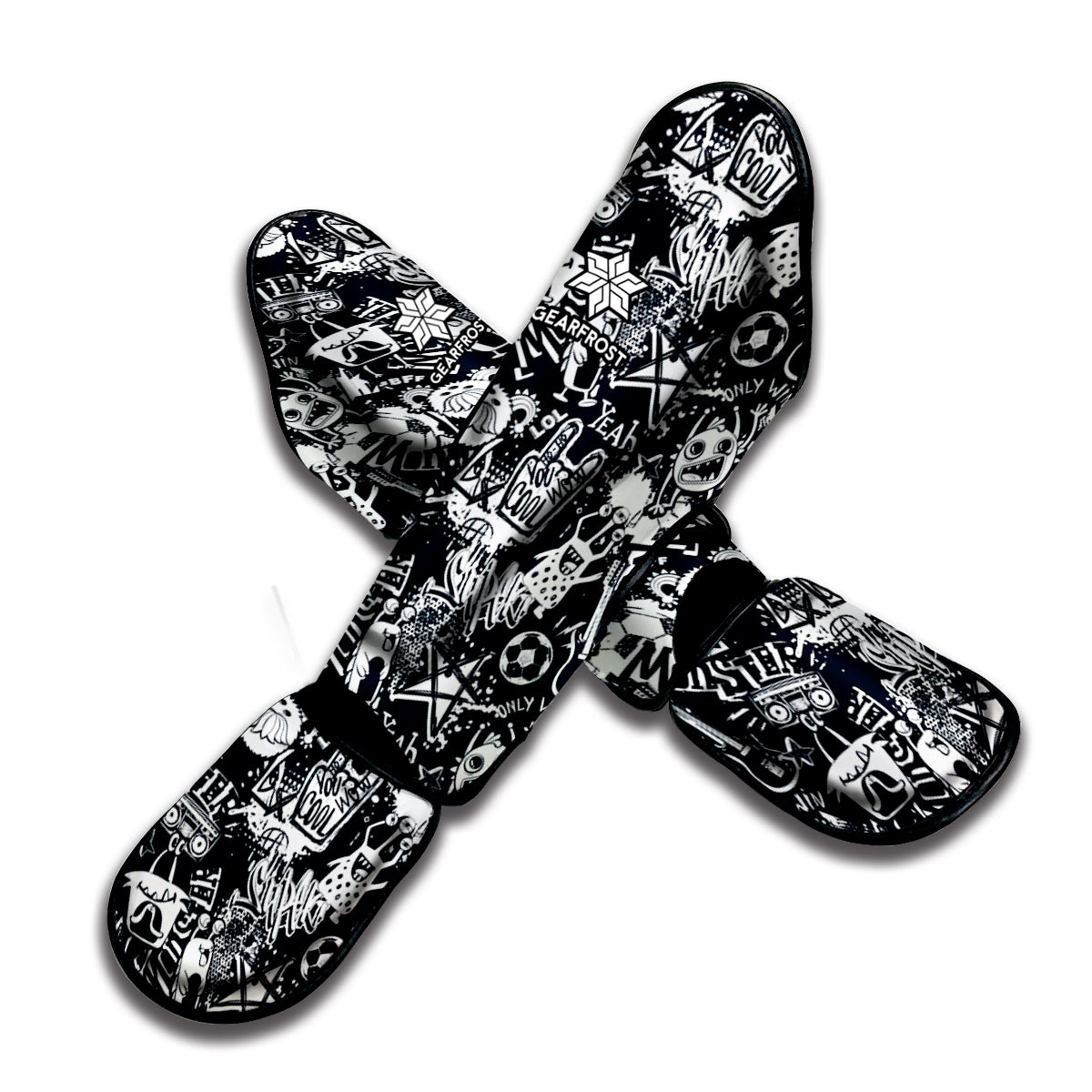 Graffiti Monster Characters Print Muay Thai Shin Guard