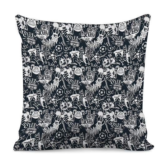 Graffiti Monster Characters Print Pillow Cover