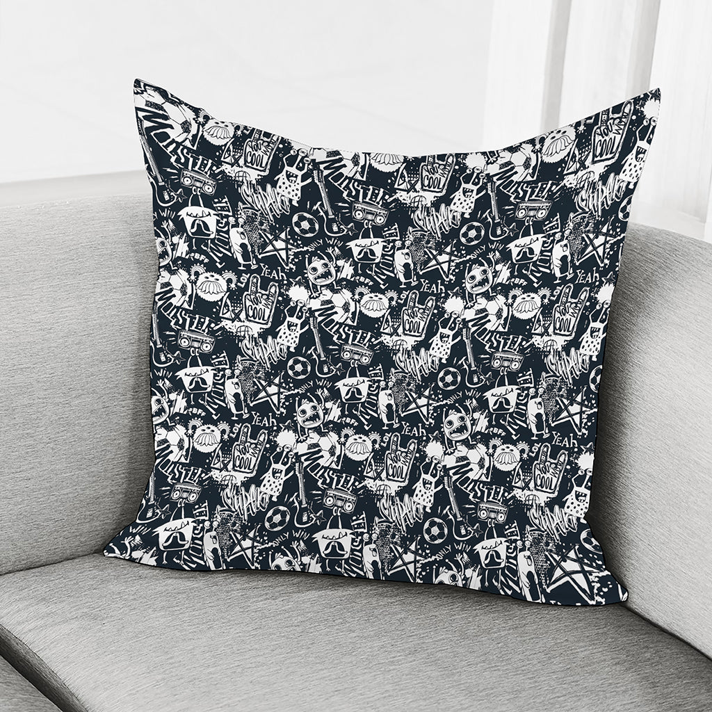 Graffiti Monster Characters Print Pillow Cover