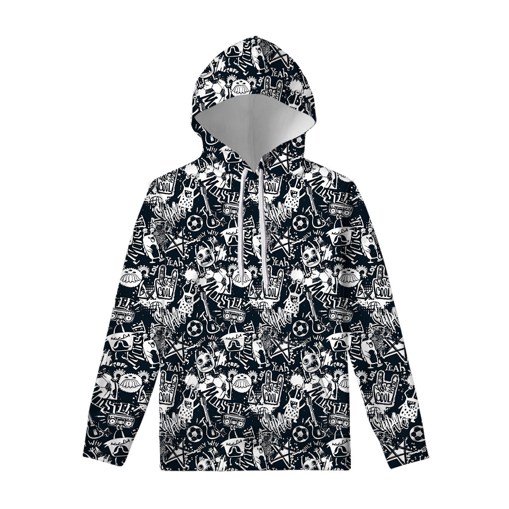 Graffiti Monster Characters Print Pullover Hoodie