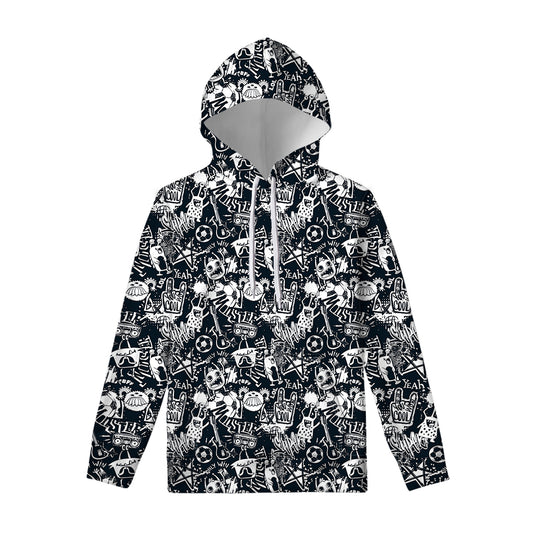 Graffiti Monster Characters Print Pullover Hoodie