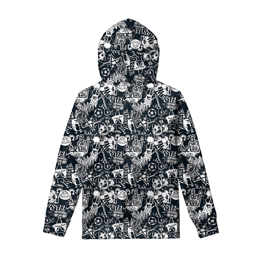 Graffiti Monster Characters Print Pullover Hoodie